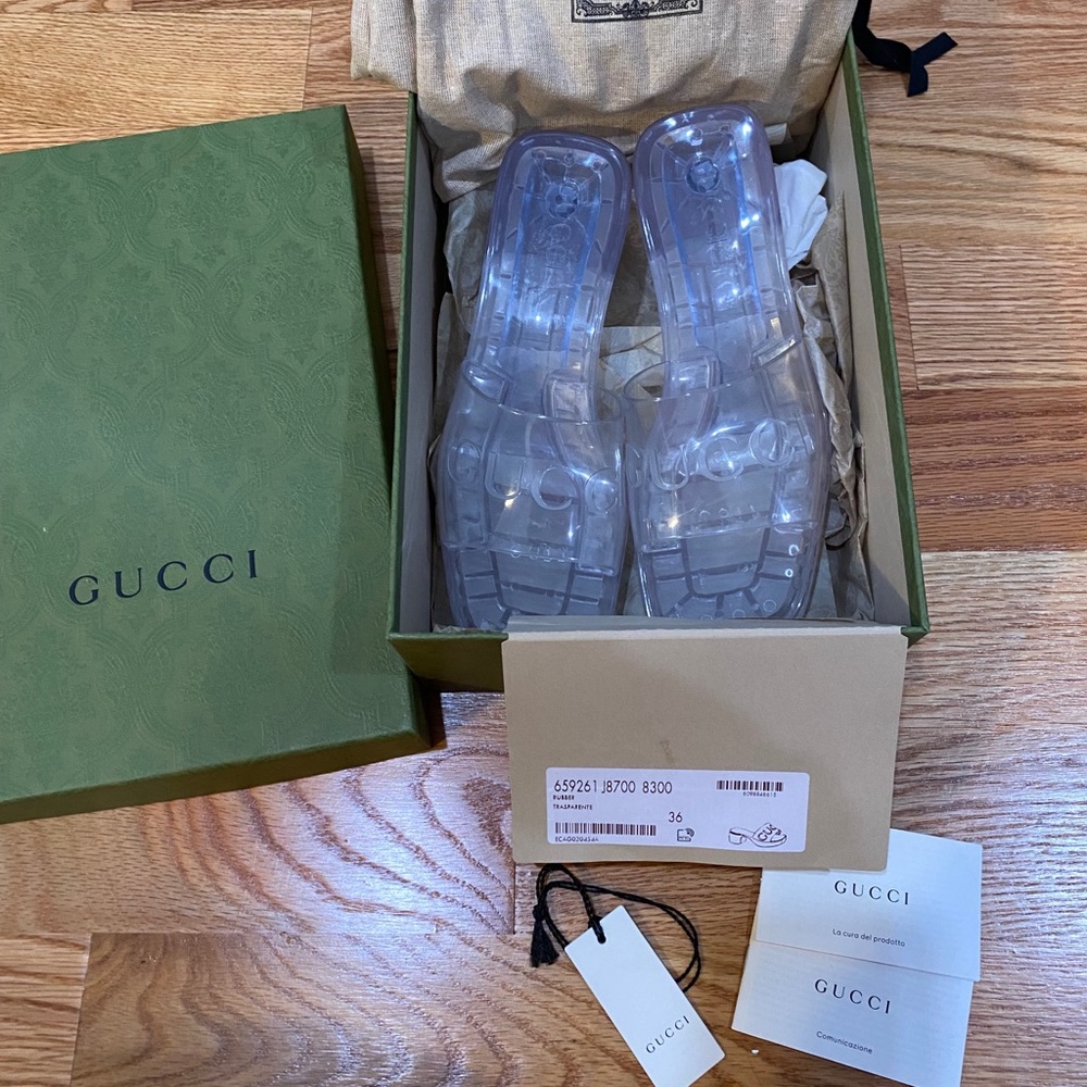 Gucci Clear Rubber Slide Sandals Mules  6 (36)